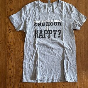 Gray Graphic T-Shirt with Black Text